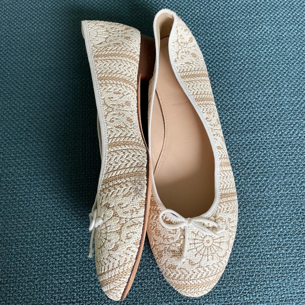 JCrew white printed flats